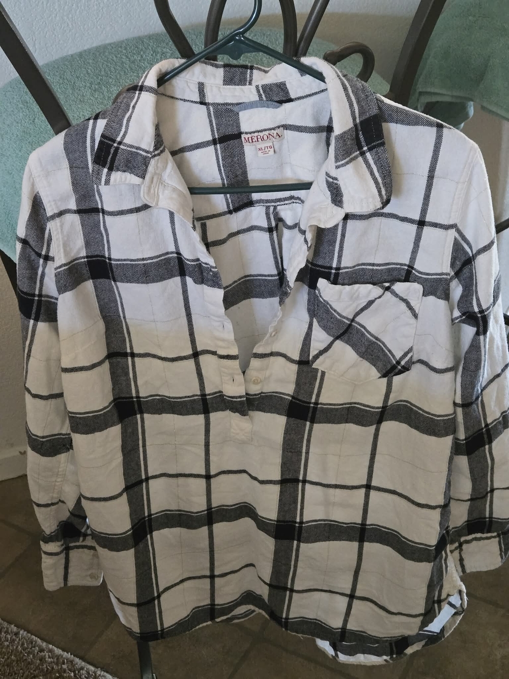 Merona Black & White Plaid Button-Up Shirt